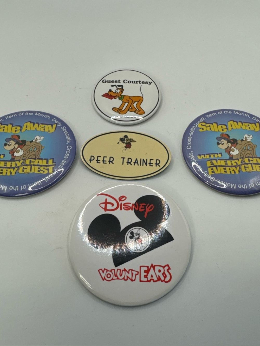 Vintage Disney Cast Member Exclusive Pins Button Badge Lot Peer Trainer Pluto